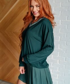 All Out Comfort V-Neck Pullover in Midnight Green Ave Shops
