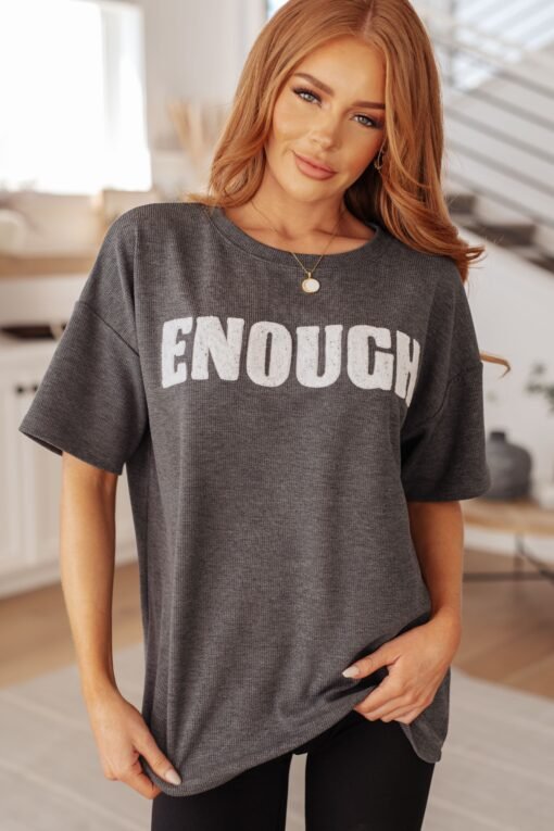 Always Enough Graphic Tee in Charcoal - Fashion Are Us, LLC