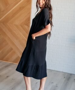 Always Learning Dolman Sleeve Dress in Black - Fashion Are Us, LLC