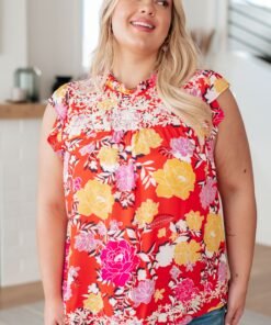 Among The Flowers Floral Top - Fashion Are Us, LLC