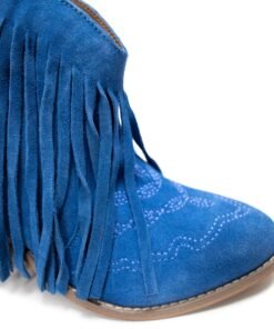 Amos Fringe Ankle Bootie in Blue Suede Ave Shops