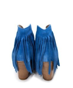 Amos Fringe Ankle Bootie in Blue Suede Ave Shops