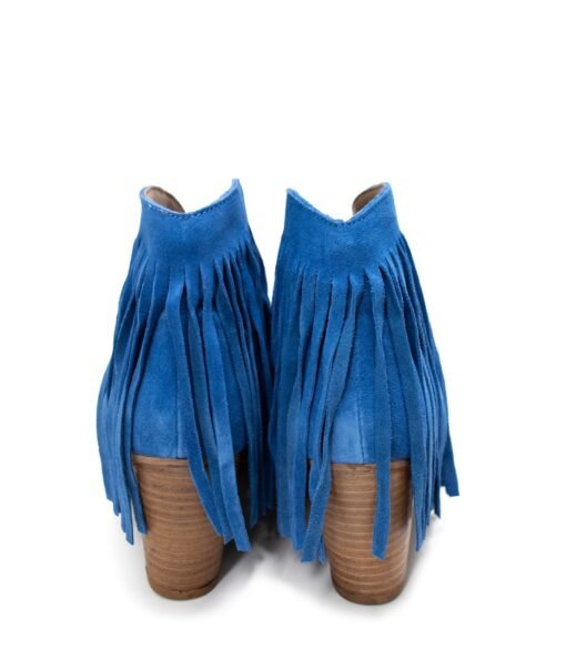 Amos Fringe Ankle Bootie in Blue Suede Ave Shops