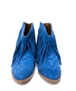 Amos Fringe Ankle Bootie in Blue Suede Ave Shops