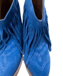 Amos Fringe Ankle Bootie in Blue Suede Ave Shops