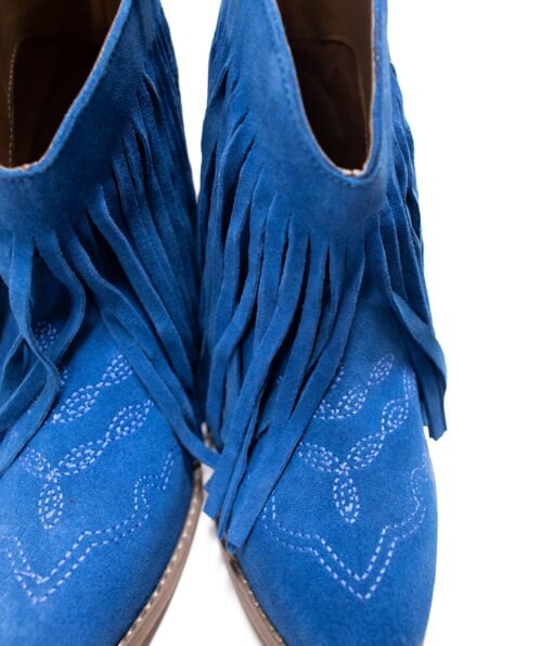 Amos Fringe Ankle Bootie in Blue Suede Ave Shops