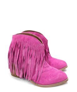 Amos Fringe Ankle Bootie in Magenta Suede Ave Shops