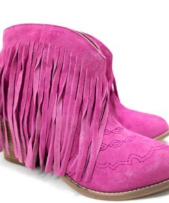 Amos Fringe Ankle Bootie in Magenta Suede Ave Shops