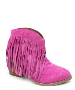 Amos Fringe Ankle Bootie in Magenta Suede Ave Shops