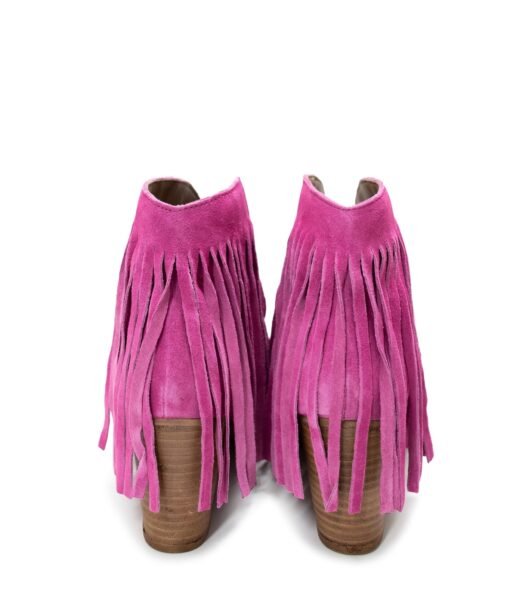 Amos Fringe Ankle Bootie in Magenta Suede Ave Shops