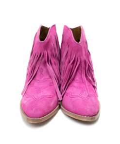 Amos Fringe Ankle Bootie in Magenta Suede Ave Shops