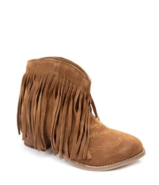 Amos Fringe Ankle Bootie in Tan Suede Ave Shops