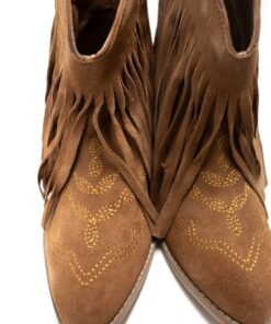 Amos Fringe Ankle Bootie in Tan Suede Ave Shops