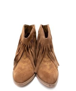 Amos Fringe Ankle Bootie in Tan Suede Ave Shops