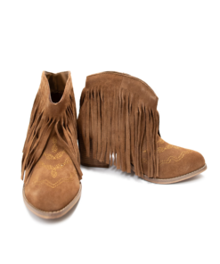 Amos Fringe Ankle Bootie in Tan Suede Ave Shops