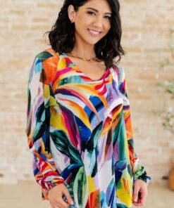 All Over The World Scoop Neck Blouse - Fashion Are Us, LLC